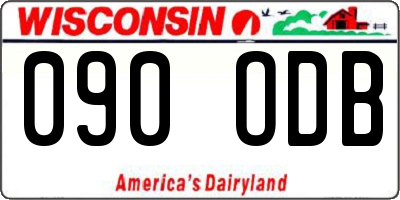 WI license plate 090ODB