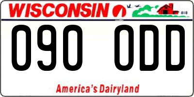 WI license plate 090ODD