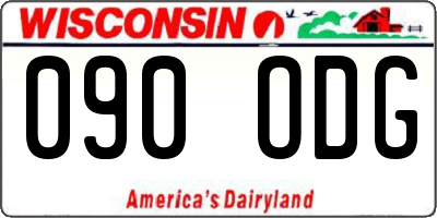 WI license plate 090ODG