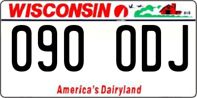WI license plate 090ODJ