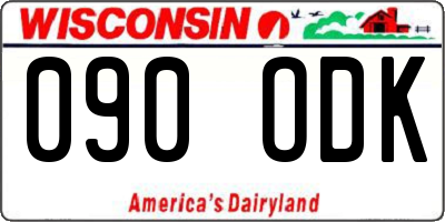 WI license plate 090ODK