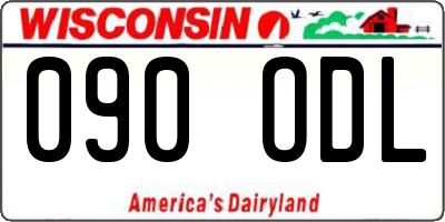 WI license plate 090ODL