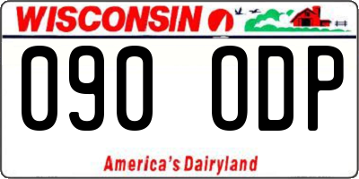 WI license plate 090ODP