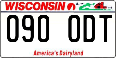 WI license plate 090ODT