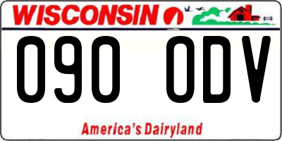 WI license plate 090ODV