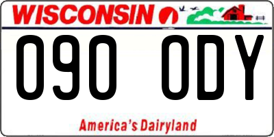 WI license plate 090ODY