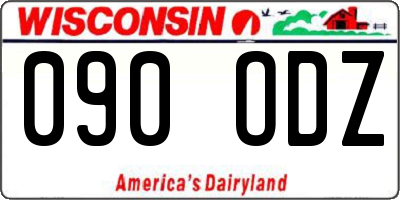 WI license plate 090ODZ