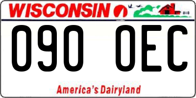 WI license plate 090OEC