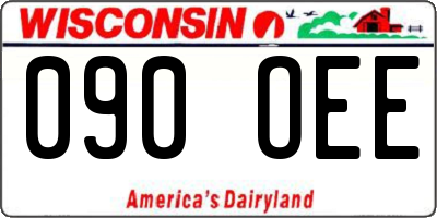 WI license plate 090OEE