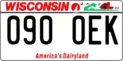 WI license plate 090OEK