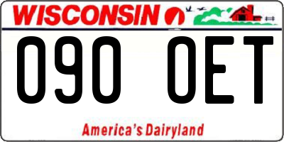WI license plate 090OET
