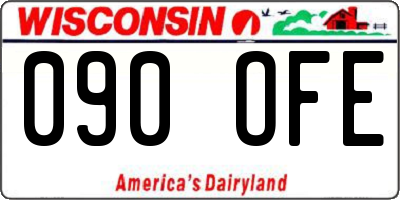WI license plate 090OFE