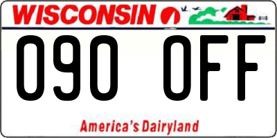 WI license plate 090OFF