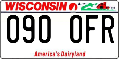 WI license plate 090OFR