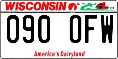 WI license plate 090OFW