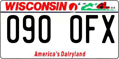 WI license plate 090OFX