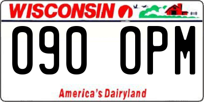 WI license plate 090OPM