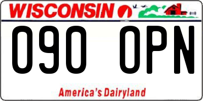 WI license plate 090OPN