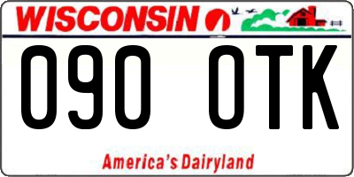 WI license plate 090OTK