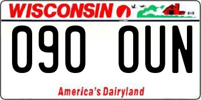 WI license plate 090OUN