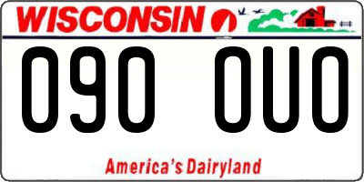 WI license plate 090OUO