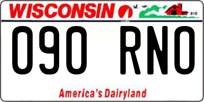 WI license plate 090RNO