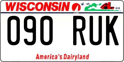 WI license plate 090RUK