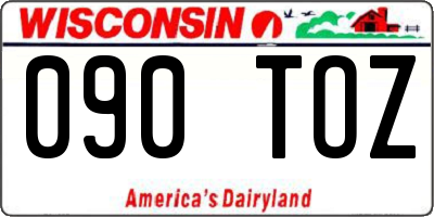 WI license plate 090TOZ