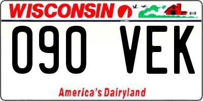 WI license plate 090VEK