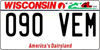 WI license plate 090VEM