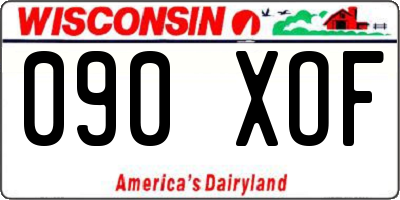 WI license plate 090XOF