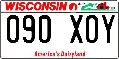 WI license plate 090XOY