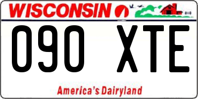 WI license plate 090XTE