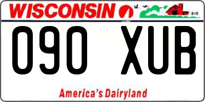 WI license plate 090XUB