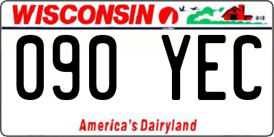 WI license plate 090YEC