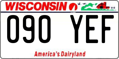 WI license plate 090YEF