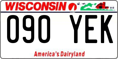WI license plate 090YEK