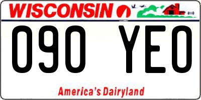 WI license plate 090YEO