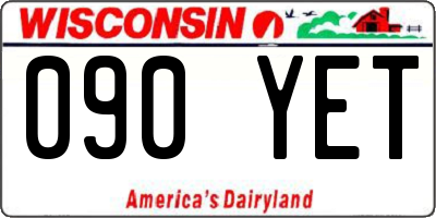WI license plate 090YET