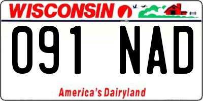 WI license plate 091NAD