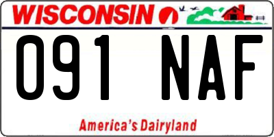 WI license plate 091NAF