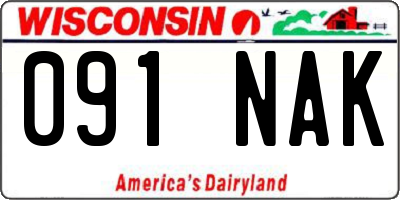 WI license plate 091NAK