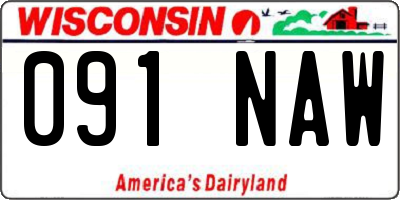 WI license plate 091NAW