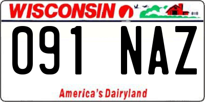WI license plate 091NAZ