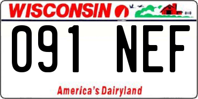 WI license plate 091NEF