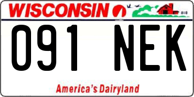 WI license plate 091NEK