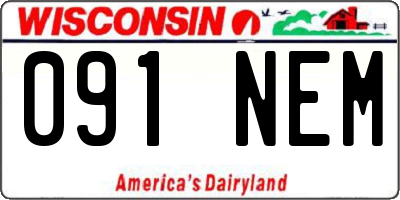 WI license plate 091NEM