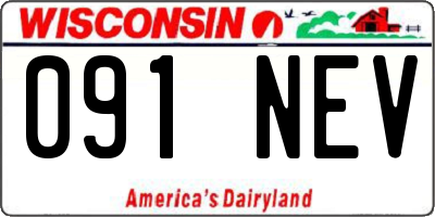 WI license plate 091NEV