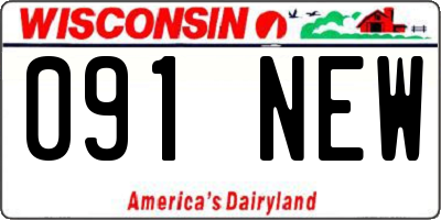 WI license plate 091NEW