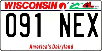 WI license plate 091NEX